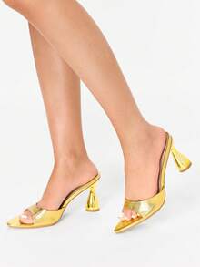 Glitzique Của phụ nữ Vàng Hình chóp Đồ trang trí Giày cao gót Dép Mules , Duyên dáng Buổi tiệc Giày cao gót Dép xăng đan - Vàng - Xem 3