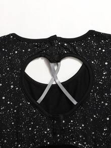 SHEIN Bộ đồ liền thân thể thao dài tay thường ngày cho bé gái tuổi teen - màu đen - Xem 6