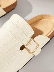 Solecia Sandal Selop Setengah Tertutup Wanita Terbaru, Bahan PU, Sepatu Nyaman, Kasual dan Serbaguna untuk Perjalanan Sehari-hari - Cangkang putih - View 5