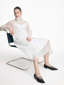 Mnmlis 法国鞋 低跟鞋 女士春秋新款蝴蝶结平底气质软底工作鞋 - 黑色 - 查看 2