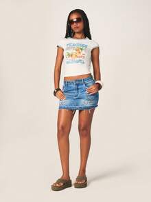 MISSGUIDED Peaches Fruit Club California 1987 女款短袖圆领复古印花夏季上衣 - 白色 - 查看 4