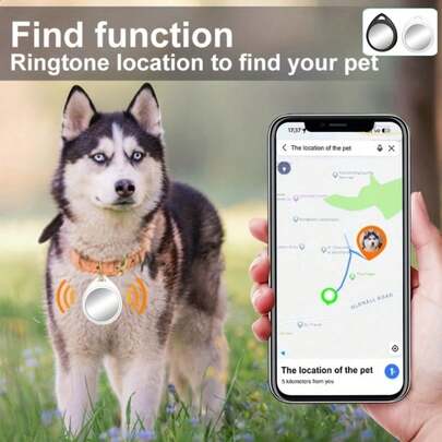 PETSIN Thiết bị định vị GPS cho thú cưng - Thiết bị chống thất lạc - Theo dõi chó - Theo dõi vòng cổ thông minh - Phù hợp với thiết bị iOS