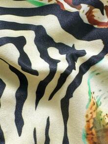 Swim Vcay 2026 Spring/Summer Green Random Zebra & Leopard Print Halter Neck High Cut Drawstring Bikini Bottom + High Cut Bikini Bottom, Women 3-Piece Sexy Vacation Swimwear Set Animal Print Swimwear Animal Print Bathing Suit Cheetah Print Bikini Animal Print Bikini Cheetah Bikini - Multicolor - View 5