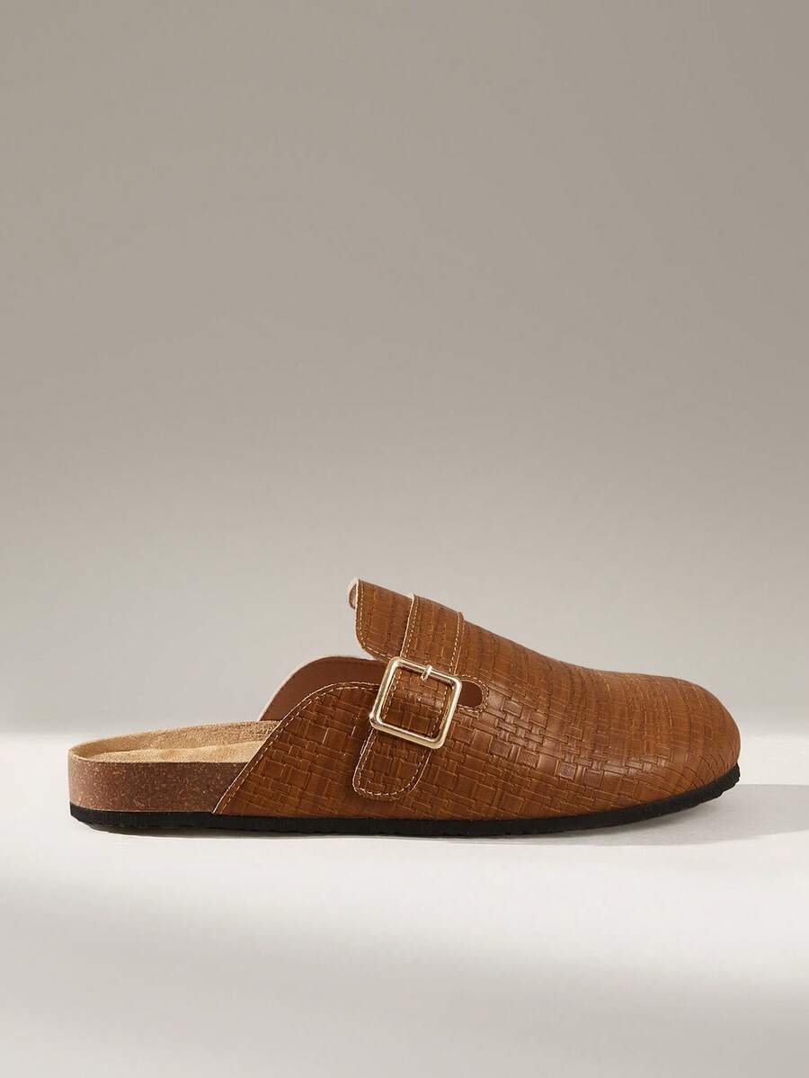 Solecia Sandal Selop Setengah Tertutup Wanita Terbaru, Bahan PU, Sepatu Nyaman, Kasual dan Serbaguna untuk Perjalanan Sehari-hari - Coklat hangat - View 1