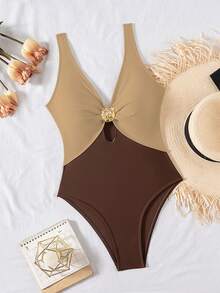 Swim Chiccia Springbreak 女士新款撞色镂空性感优雅度假极简连体泳衣 - 彩色 - 查看 4