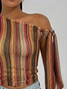 Firerie 女士优雅浪漫时尚通勤性感优雅针织纹理吊带修身杏色T恤，适合派对、度假、浪漫约会和婚礼生日等场合。 - 棕色 - 查看 7