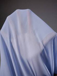 MaterniChic Maternity Solid Color Ruched Side Slit Tie Neck Dress - Baby Blue - View 7