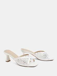 CUCCOO TILAWA Women's Fashion Daily Wear Slip-On High Heel Sandals - White - View 6