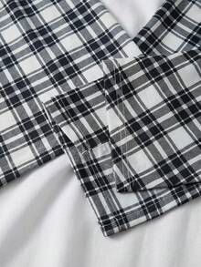 EURMUSE Bộ đồ ngủ nữ 3 món bằng cotton, gồm áo ngắn tay in chữ và quần dài/ngắn họa tiết kẻ caro, thoải mái khi mặc ở nhà. - Nhiều màu - Xem 4