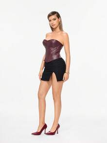 Glitzique Giày cao gót thời trang nữ thu/đông đa năng, giày cao gót 9,5cm thoải mái, giày dự tiệc mũi nhọn tối giản, thanh lịch - Màu Đỏ Sâu - Xem 5