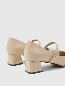 Sleekvia Women's Elegant Commuter Simple Square Toe Pumps - Apricot - View 9