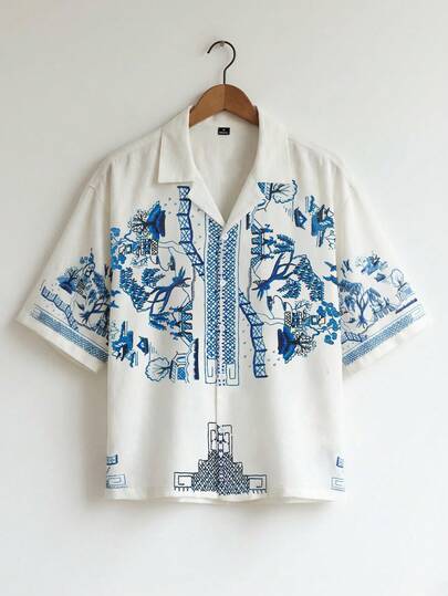 TOKVUE Camisa de manga corta con botones y estampado floral de lino sintético para hombre, verano