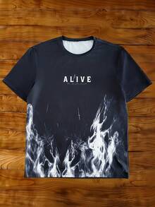 HIMLAND Camiseta gráfica casual de hombre para uso diario y deportes callejeros - Negro - Ver 8