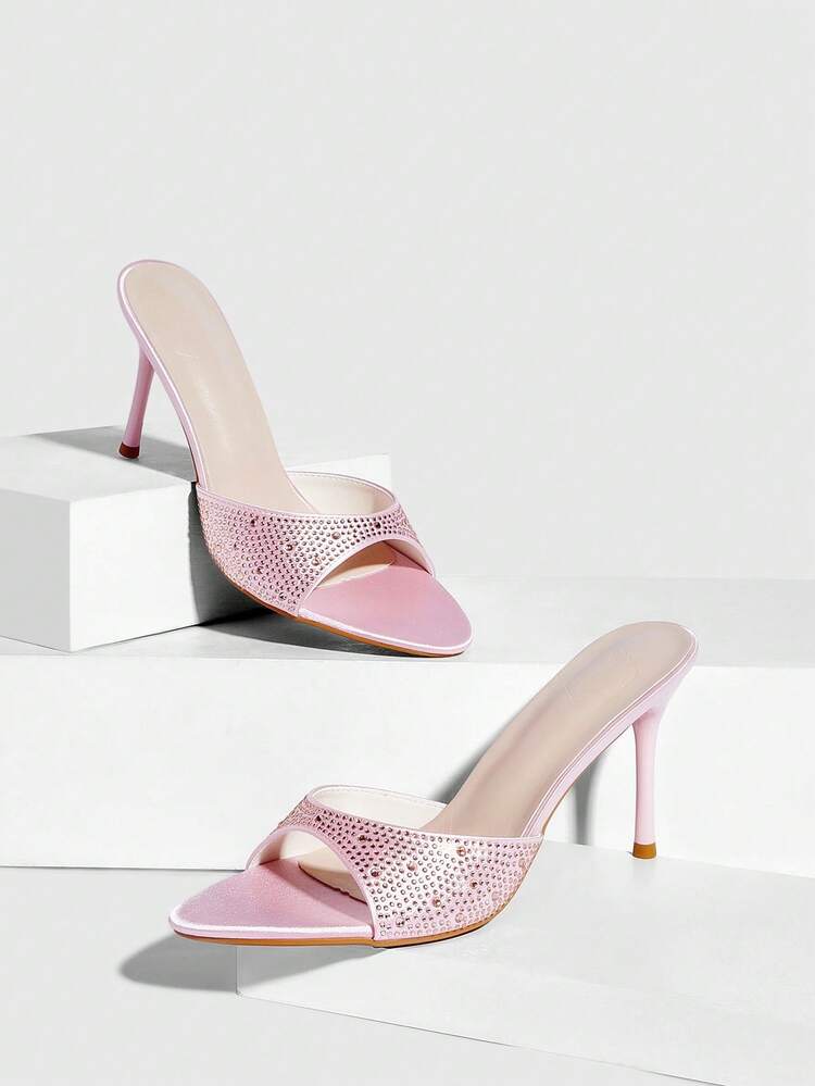 CUCCOO SZL Women's Pointed Toe Rhinestone Embellished Stiletto High Heel Sandals, Sexy Elegant Dress Shoes For Formal Occasions, Party, Date, Afternoon Tea, Daily Wear Spring Shoes Prom Heels