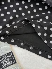 SHEIN Teen Girls' Colorblock Polka Dot Print Fitted Ruched Cropped Camisole Top With Detachable Neck Scarf, Spring/Summer - Black - View 5