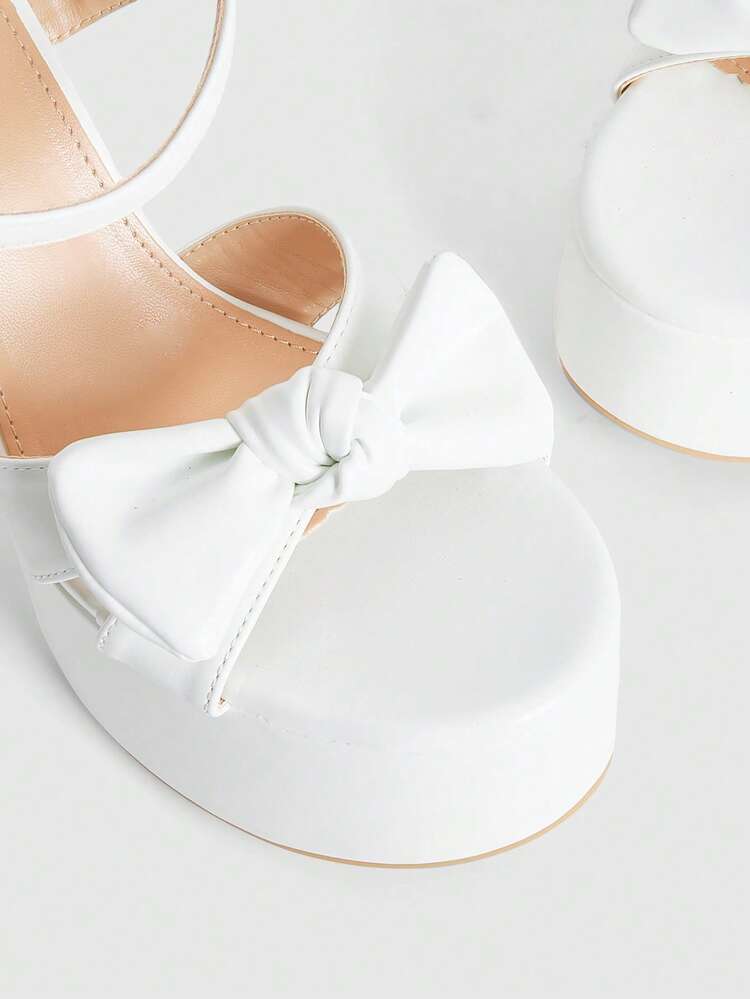 CUCCOO LuxiPop Women's High Heel Platform Sandals With Butterfly Decor, White Color, Sexy & Fashionable For Nightclub, Suitable For Spring/Summer, Vacation, Travel, 2000s Style