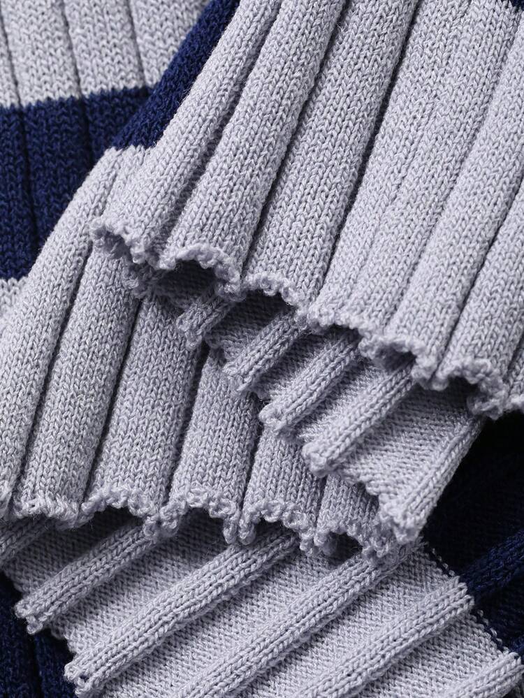 Women's Casual Contrast Color Collar Knit Top, Summer