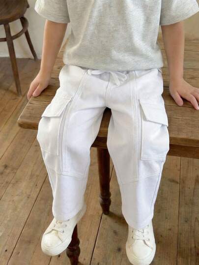 LMoss Kids 男童宽松白色锥形牛仔裤