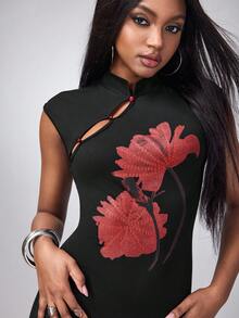 plantica Casual Sexy Urban Modern Minimalist Y2K Subculture Fashion Lady Cheongsam Print Dress, Suitable For Music Festival, Daily, Vacation, Date, Party, New Year, Valentine's Day, Spring/Summer - Multicolor - View 3