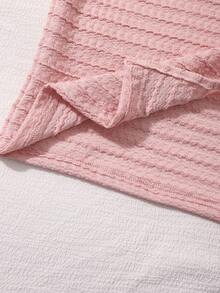 两件套女童法式优雅甜美风粉色不对称露肩露脐上衣搭配修身长开衩裙，适合度假穿着 - 粉色 - 查看 6