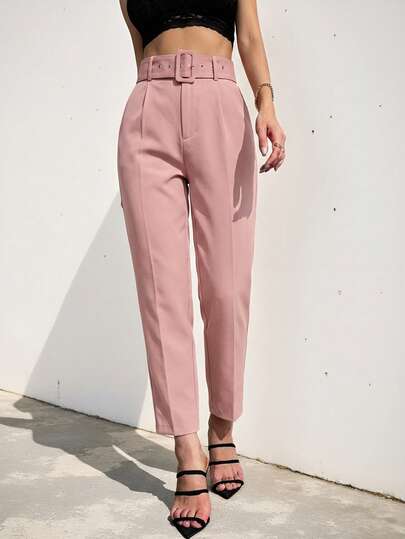 Aveloria Modichic Solid Belted Tapered Pants 