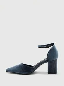 CUCCOO BIZCHIC Giày nữ màu nâu nhung, quai ngang mắt cá chân, đế dày, kiểu dáng thanh lịch và nhẹ nhàng, thích hợp đi làm, giày công sở đa năng cho mùa xuân. - Màu xanh lam - Xem 10