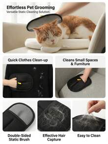 PETSIN 1只宠物静电除毛手套，猫毛刷，除毛器，猫毛刮刀，猫毛去除工具，除毛刷，脱毛手套 - 彩色 - 查看 2