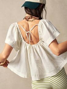 Bohemela Boho Spring/Summer Casual White Woven Loose Women's Shirt, Casual Elegant Ruffle Design, Valentine's Day Outfit, Women's Vacation Outfit, Western Country–Style Music Festival Outfit, Women's Holiday Outfit, Beach Vacation Outfit, Back-To-School Outfit, Summer Women's Shirt, Carnival Costume, Women's Spring & Summer Outfit - Apricot - View 7
