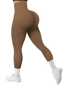 Velisys Velisys 3pcs/Set Women's Seamless Elastic High Waist Shaping Leggings, Beige, Black, Dark Coffee - Multicolor - View 2