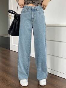 DAZY Women/Girls Casual Loose Fit Denim Jeans, Korean Style - Blue - View 5