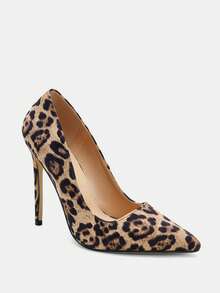 Glitzique 秋冬季时尚性感杏色豹纹尖头休闲百搭高跟鞋，女士优雅派对鞋 - 彩色 - 查看 6