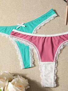 PetitDoll 7-Pack Seamless Lace Trim Panties - Multicolor - View 5