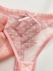 PetitDoll 2件套女士甜美内衣套装，性感文胸 - 藕粉色 - 查看 8