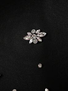 SHEIN MOD Đầm ngắn màu hồng bóng bẩy, sang trọng, đính đá lấp lánh dành cho nữ cỡ lớn, thích hợp cho ngày Valentine và tiệc sinh nhật. - màu đen - Xem 5