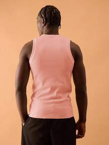 Musero Áo tank top nam cổ tròn, chi tiết đường may, ôm sát, chất liệu gân sọc, thích hợp mặc mùa thu đông. - Hồng - Xem 3