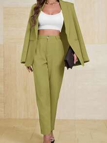 Aveloria Modichic 披肩领前开襟休闲西装外套 - 綠色 - 查看 6