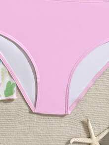 SHEIN Ensemble de 3 pièces de maillot de bain à imprimé floral et feuilles pour préadolescentes, ensemble de bikini à bretelles pour filles, ensemble de 3 pièces de maillot de bain, ensemble de plage pour filles, tenue de vacances d'été pour filles, ensemble assorti d'été, ensemble de vacances d'été pour filles, tenue de vacances d'été pour filles, ensemble coordonné d'été - Multicolore - Voir 5