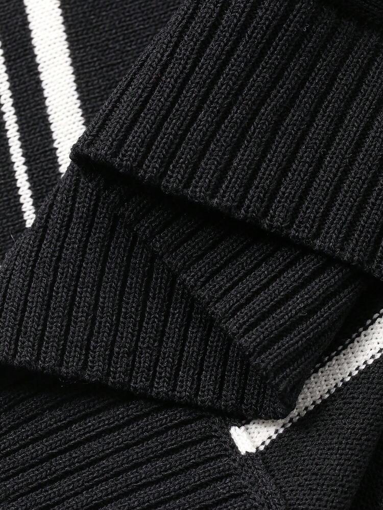 Young Boy Striped Short Sleeve Polo Neck Knit Top