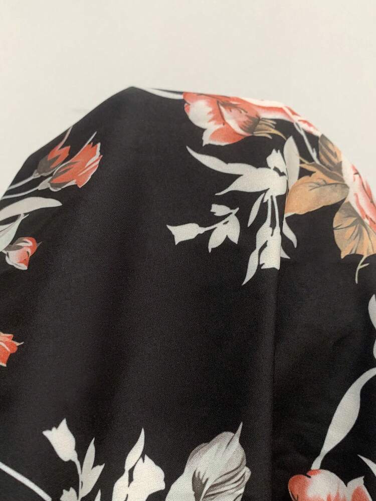 Plus Size Women Summer Casual Vacation V-Neck Lace Patchwork Floral Print Blouse Top Shirt, Holiday,Spring Break,Vacation,Holiday,Going Out,2026 New,Simple And Fashionable For Everyday Wear,Suitable For Summer, Vacation, Commute, Daily Wear