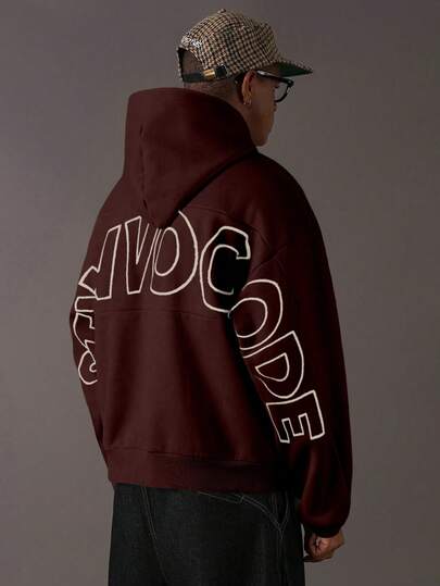 STYNVO Men's Letter Print Long Sleeve Pocket Casual Hoodie, Y2K