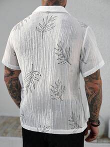 Manfinity CasualCool Men's Vacation Plant Print Short Sleeve Single-Breasted Casual Shirt - Multicolor - View 2