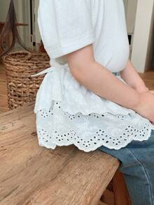 DAZY Baby Girl Lace Ruffle Hem Korean Style Layered Skirt - White - View 1