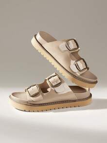 Solecia Zapatos de mujer con suela gruesa, sandalias versátiles para usar en primavera y verano, zapatos de vacaciones de verano, zapatos de primavera, zapatos de vacaciones de primavera, zapatos de Pascua, zapatos de Navidad - Espejo de albaricoque - Ver 6