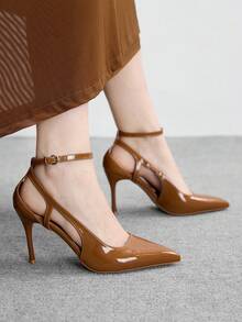 CUCCOO BIZCHIC 女士时尚漆皮低帮镂空细跟尖头性感女鞋春季鞋 - 黃色 - 查看 3