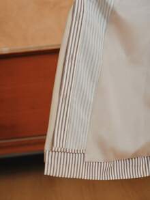 Anewsta Casual Loose Retro Colorblock Striped Patchwork Shirt-Style Blazer For Women - Beige - View 9