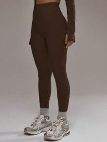 Musera Sport High Rise Seamless Leggings Bottom Only Padel Autumn Fall Winter Activewear Sport Gym Workout - Brown - View 3