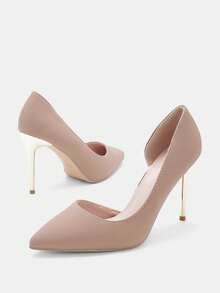 Glitzique 2025秋冬复古性感夜店细高跟鞋，尖头镂空浅口设计，女士高跟鞋，优雅，派对装扮 - 卡其色 - 查看 8