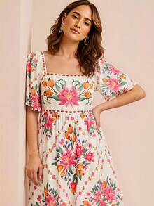 CAJUNI 粉色短袖长裙 - 彩色 - 查看 3