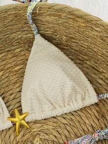 Breezaya Bộ bikini tam giác 2 mảnh hai mặt phong cách Boho thanh lịch mới về dành cho nữ, màu trắng kem chấm bi, họa tiết Paisley nhiều màu sắc tinh tế kết hợp với họa tiết hoa xoáy, nền vàng nhạt, lý tưởng cho kỳ nghỉ hè trên bãi biển. - Nhiều màu - Xem 7