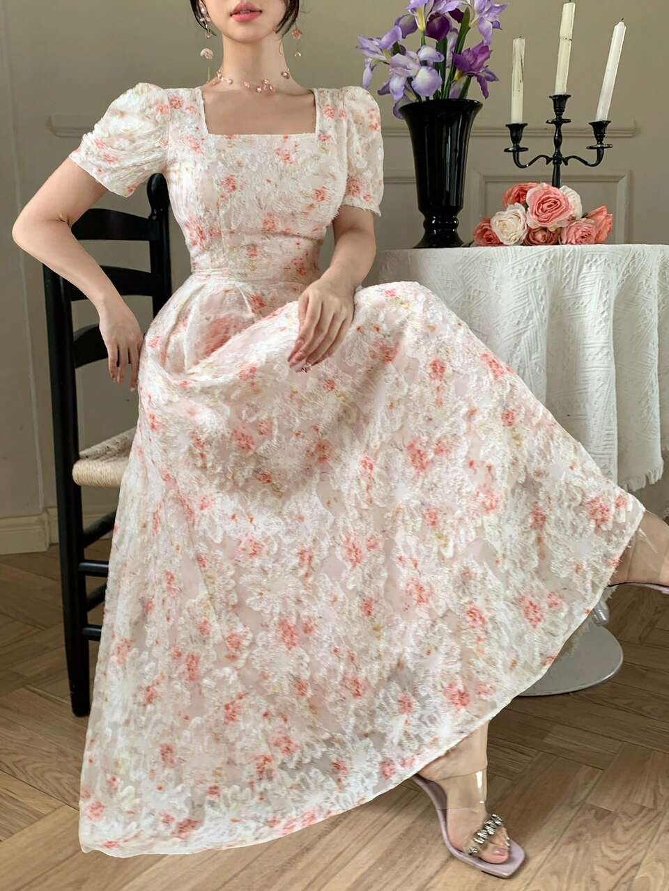 French Romantic Ditsy Floral Dress, New Summer Elegant High-Quality Dress For Women Sundress